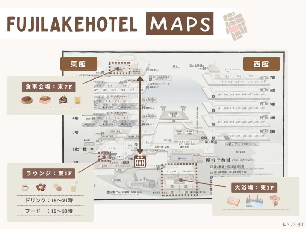 富士レークホテル 東館と西館の違い:館内を紹介した画像