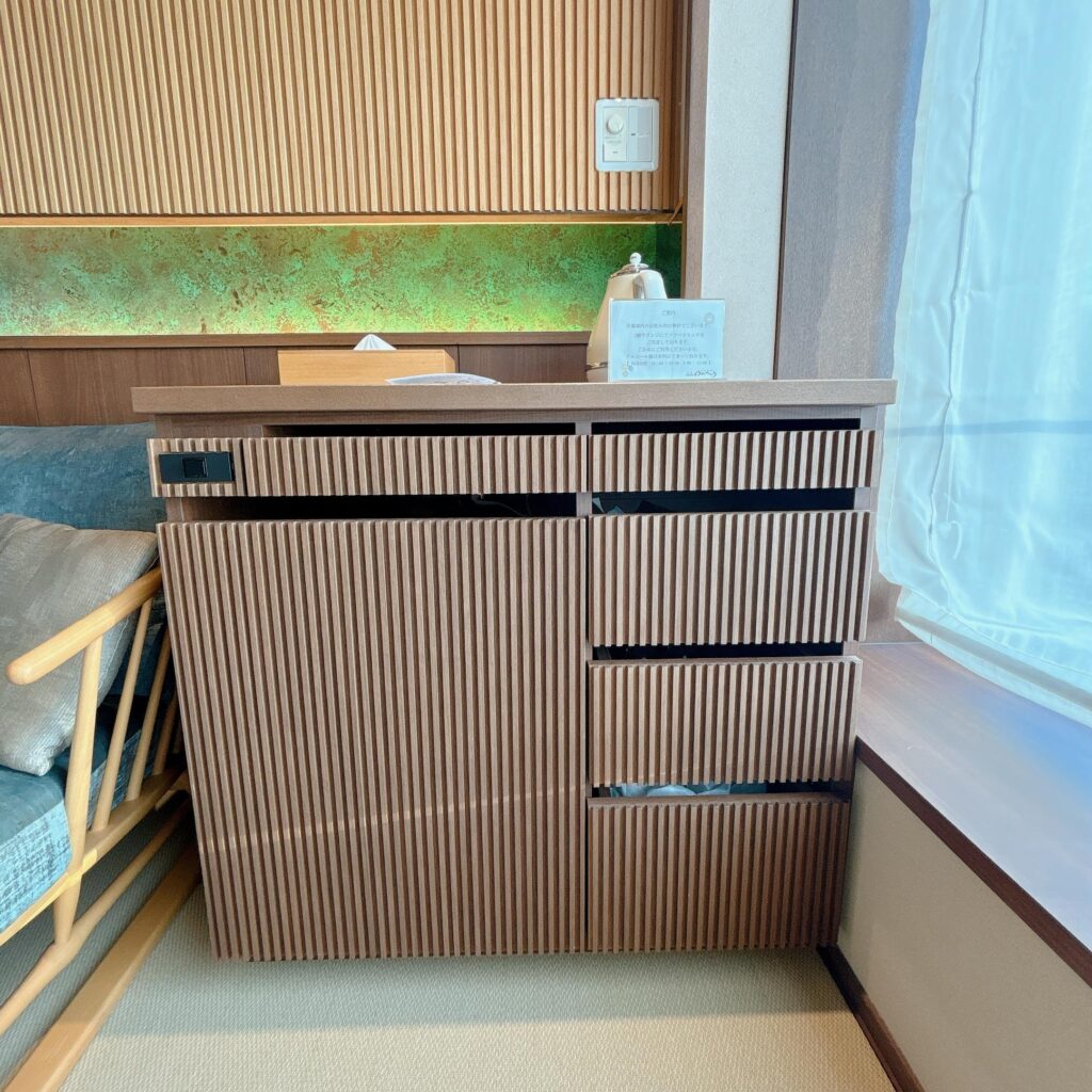 庄川温泉ゆめつづり 客室のミニバー周辺を撮影した画像1