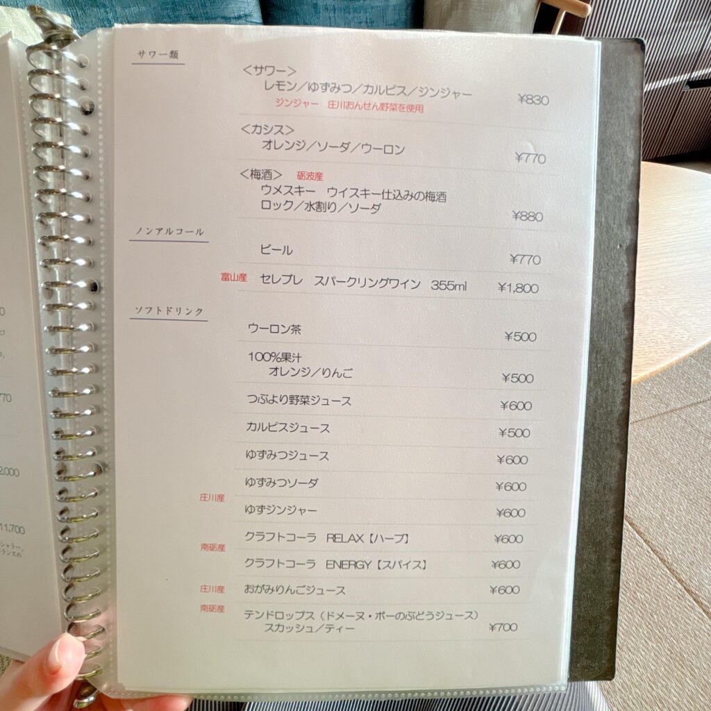 庄川温泉ゆめつづり ドリンクメニューを撮影した画像4